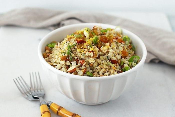 Cauliflower Rice Pilaf with Almonds