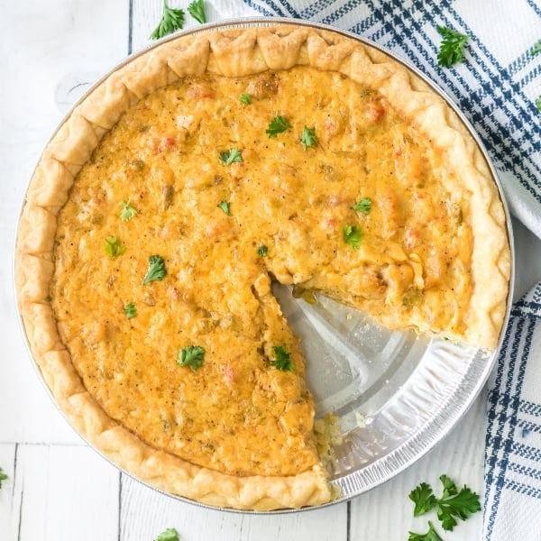 Cheesy Crawfish Pie with Garlic Butter Sauce