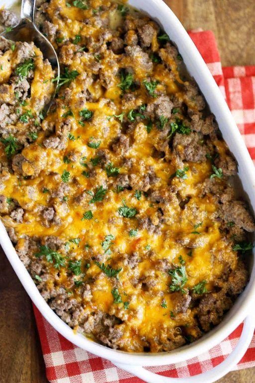 Cheesy Keto Ground Beef Casserole