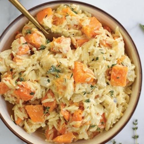 Cheesy Orzo with Butternut Squash and Sage
