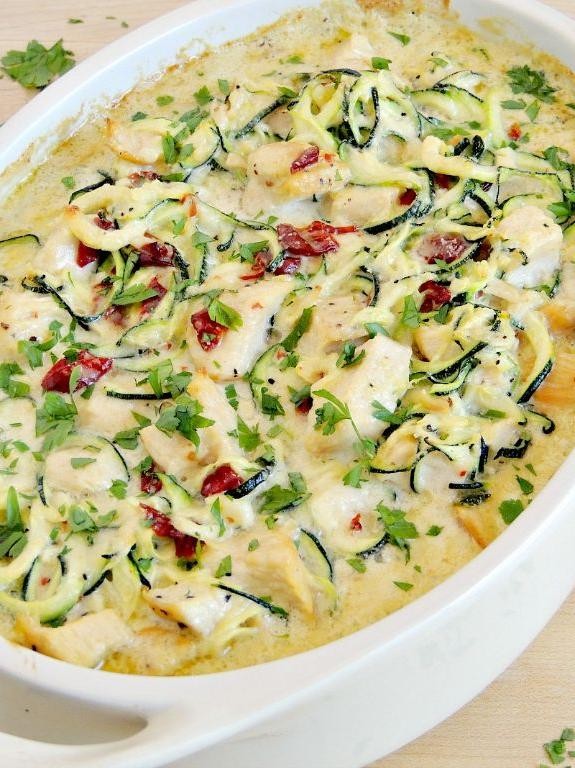 Chicken Alfredo Zucchini Casserole