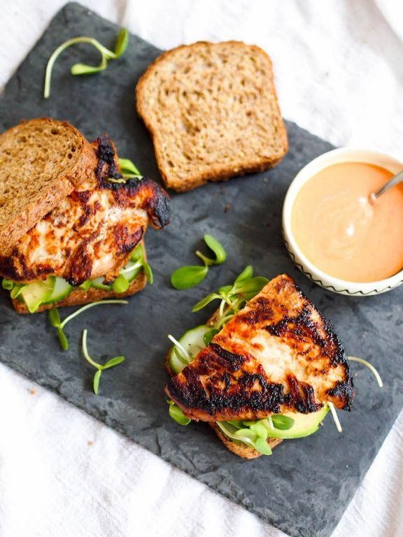 Chicken Breakfast Sandwiches with Sriracha Mayo
