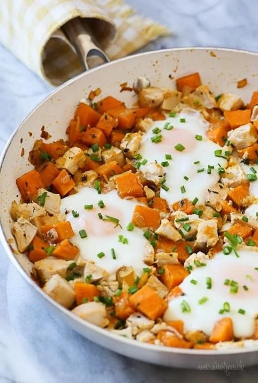Chicken Hash with Sweet Potatoes and Eggs