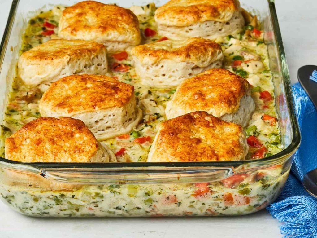 Chicken Pot Pie Casserole with Biscuits
