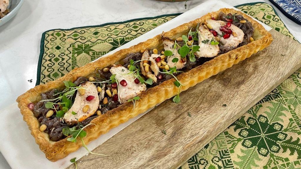 Chicken and Caramelized Onion Puff Pastry Tartlets