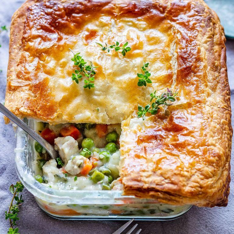 Chicken and Pea Puff Pastry Pot Pie