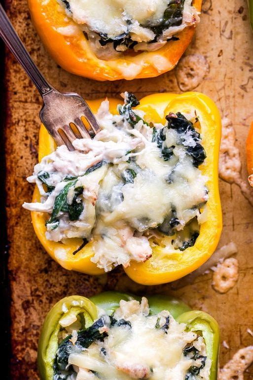 Chicken and Spinach Stuffed Peppers