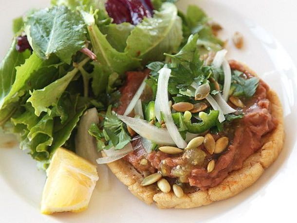 Chile Verde Sopes with Refried Beans