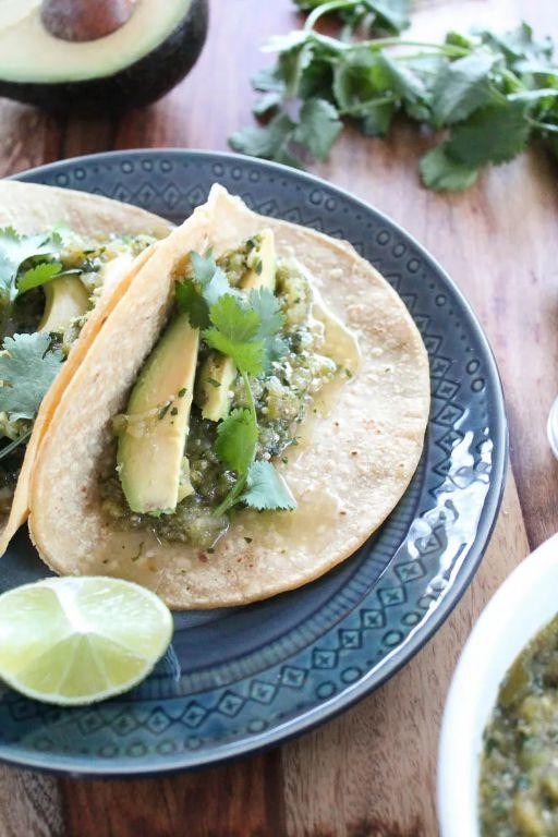 Chile Verde Tacos with Avocado Crema