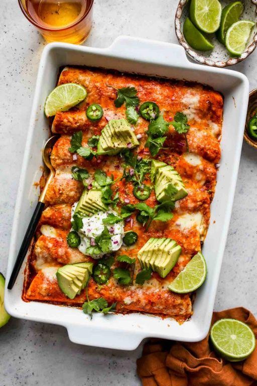 Chipotle Tofu Enchiladas with Red Sauce