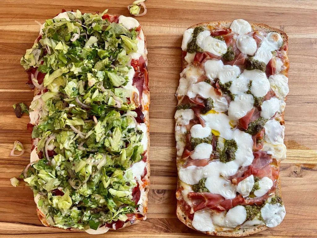 Ciabatta Pizza with Fresh Mozzarella and Arugula