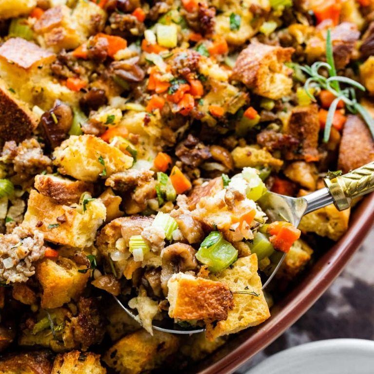 Ciabatta Stuffing with Herbs and Sausage