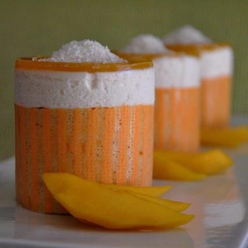 Coconut Bavarian Cream with Mango Glaze