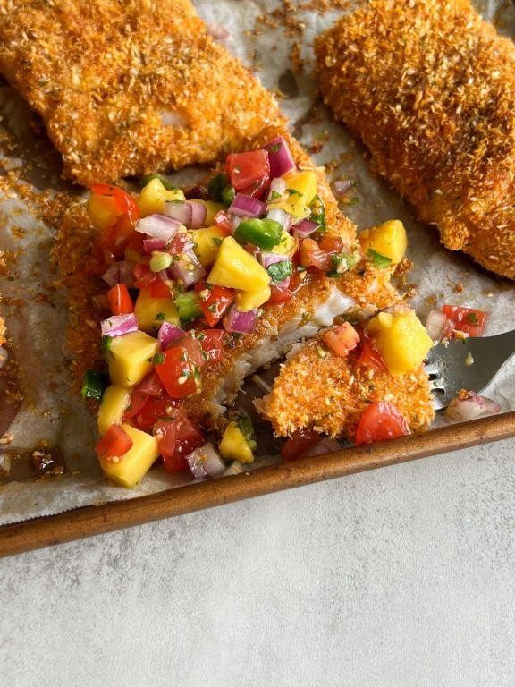 Coconut Crusted Salmon with Mango Salsa