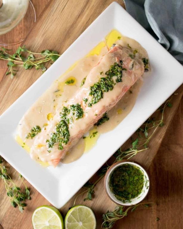 Coconut Milk Poached Salmon with Lime
