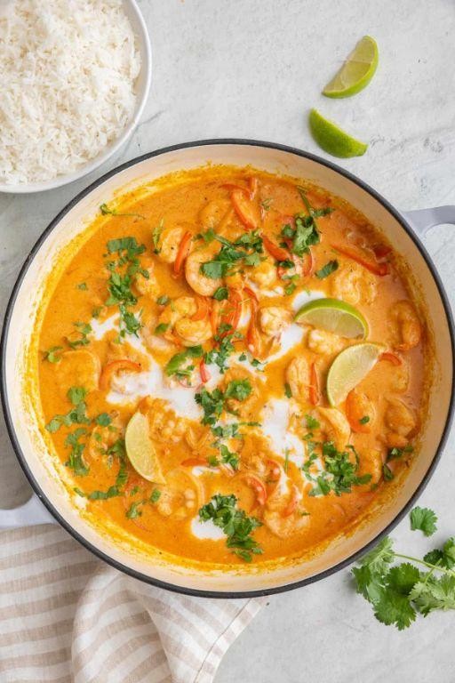 Coconut milk deviled shrimp curry