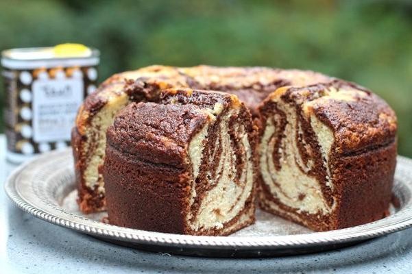 Coffee Infused Marble Cake with Walnuts