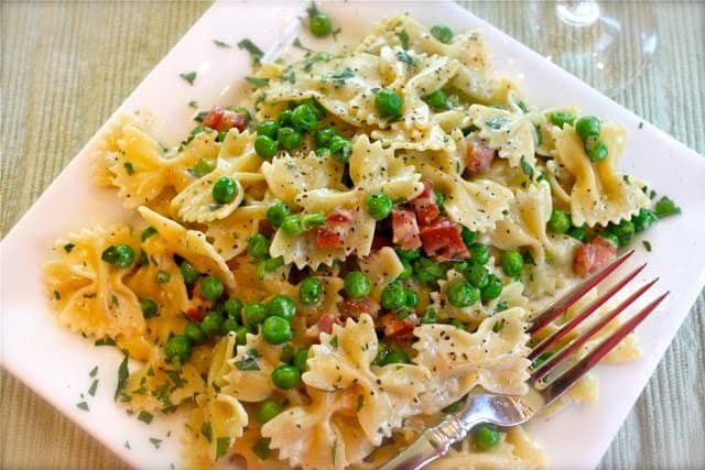Conchiglie Carbonara with Peas