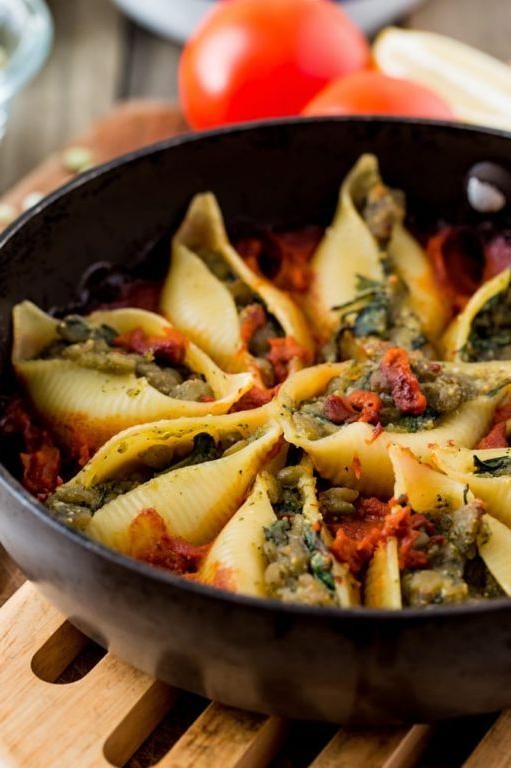 Conchiglie with Roasted Vegetables and Pesto