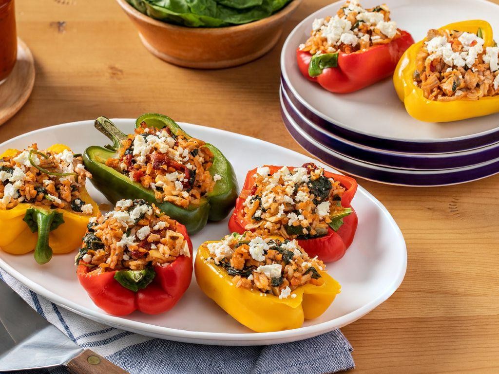 Corn and Spinach Stuffed Peppers