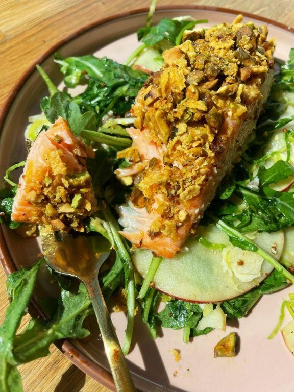 Cornflake Crusted Salmon with Maple Dijon Sauce