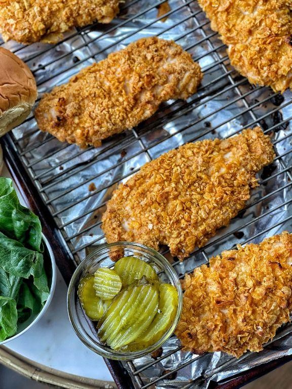 Cornflake-Crusted Crispy Chicken Breast