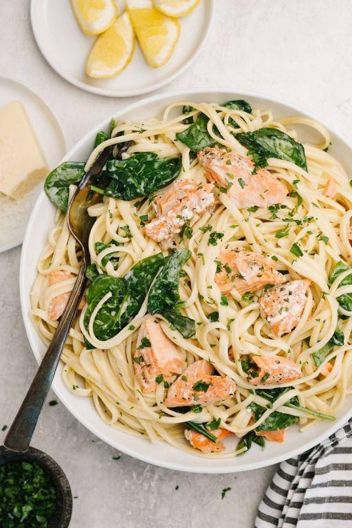Creamy Salmon Pasta with Spinach