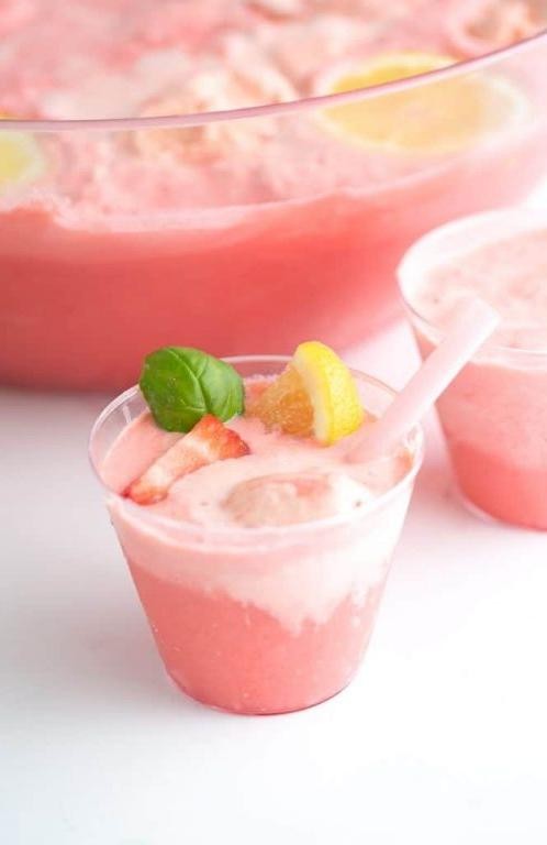 Creamy Strawberry Sherbet Punch