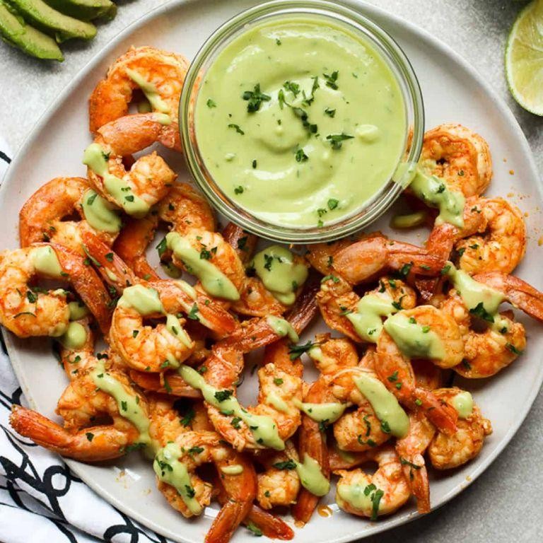 Creamy deviled shrimp with avocado and lime