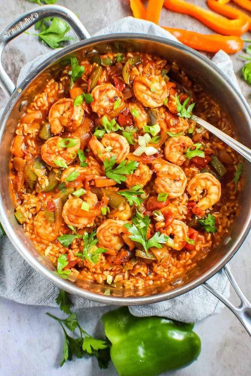 Creole Dirty Rice with Shrimp and Bell Peppers