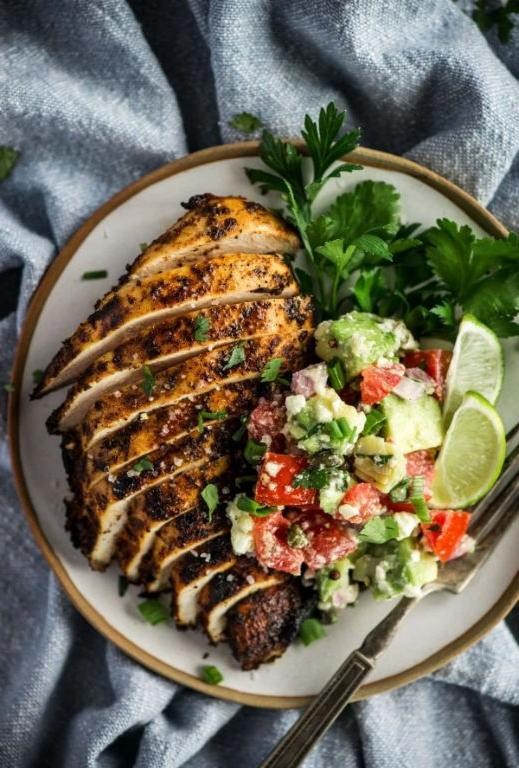 Crispy Chicken Breast with Avocado Lime Sauce