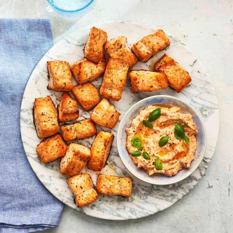 Crispy Salmon Nuggets with Dipping Sauces