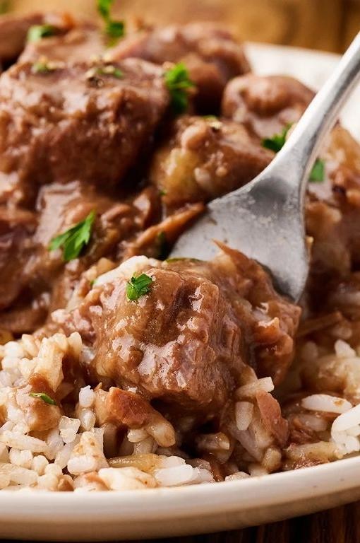 Crock Pot Beef Tips and Rice