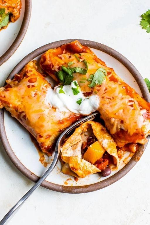 Crookneck Squash and Black Bean Enchiladas