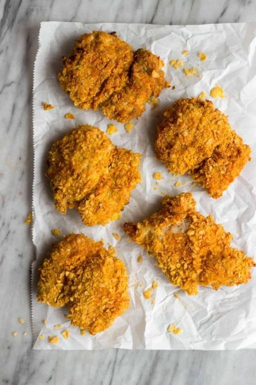 Crunchy Cornflake Breaded Chicken Thighs
