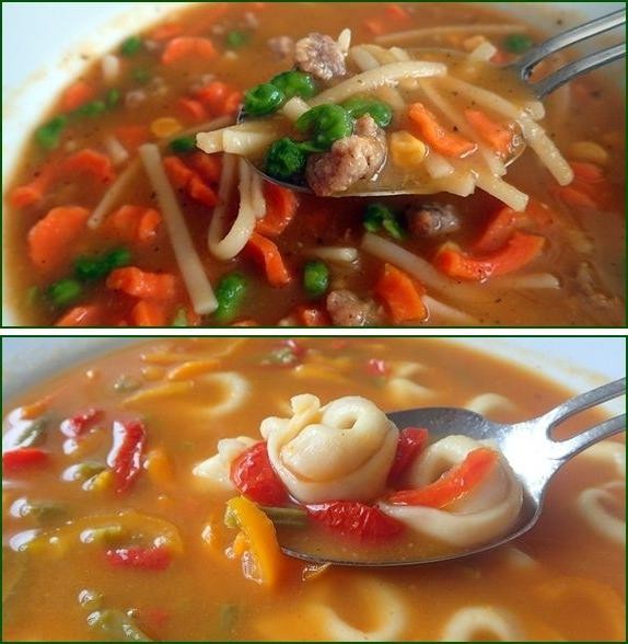 Dehydrated vegetable soup with noodles