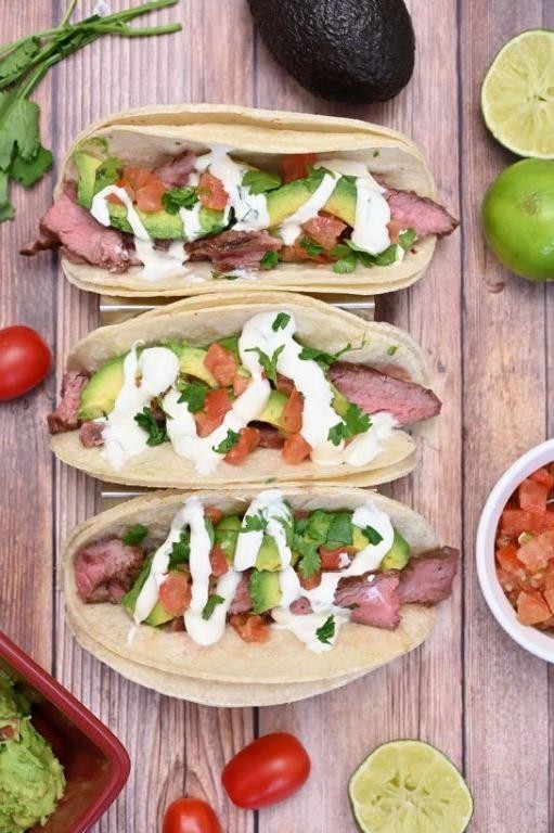 Delmonico Steak Tacos with Avocado Crema