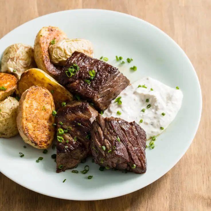 Delmonico Steak and Potatoes with Horseradish Cream