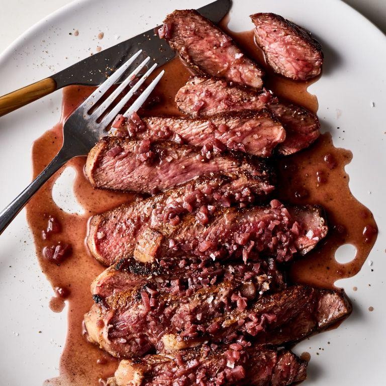 Delmonico Steak with Red Wine Reduction