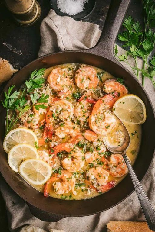 Deviled shrimp scampi with lemon and herbs