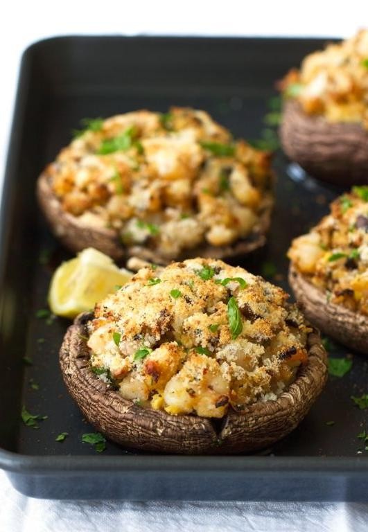 Deviled shrimp stuffed mushrooms