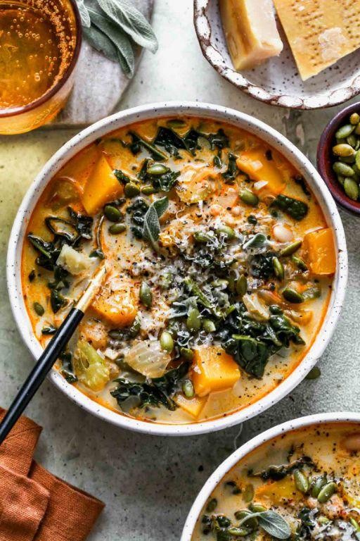 Dutch Oven Butternut Squash and Kale Soup