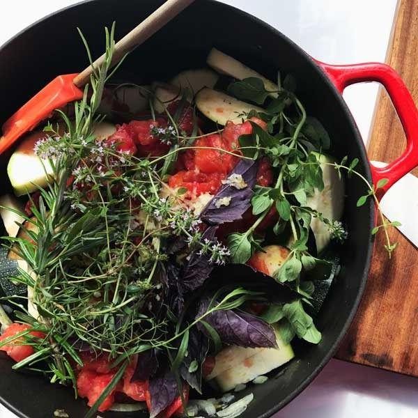 Dutch Oven Ratatouille with Fresh Herbs