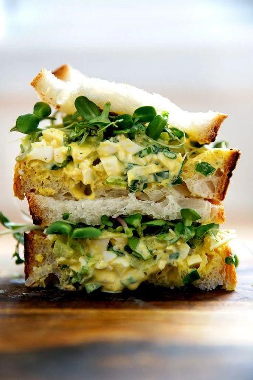 Egg Salad and Arugula Sourdough Sandwich