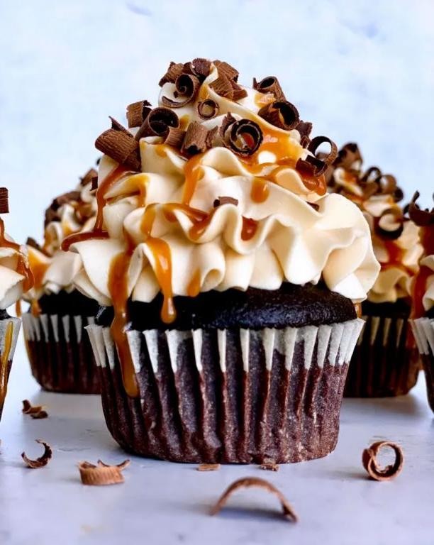 Espresso Salted Caramel Cupcakes with Mocha Frosting