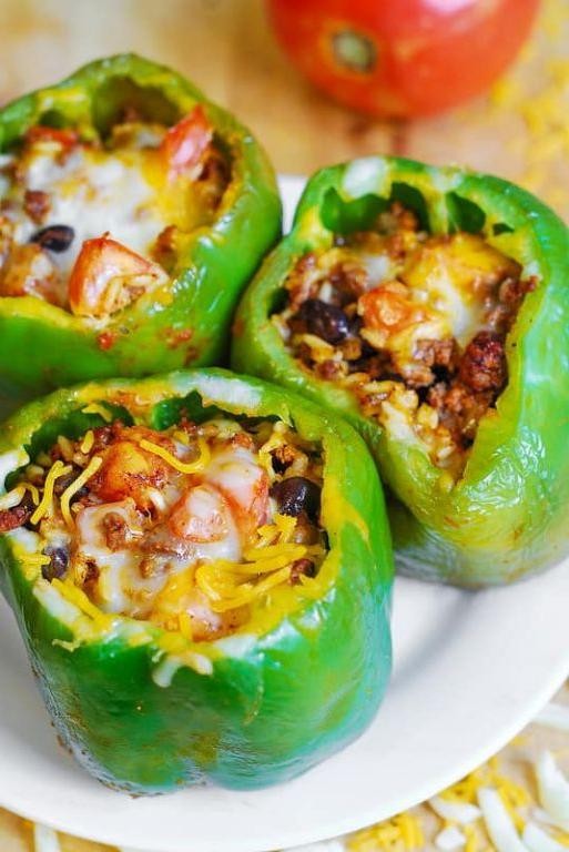 Feijoada Stuffed Peppers with Cheese Topping