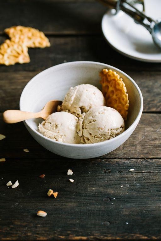 Fresh Coconut Ice Cream with Toasted Almonds