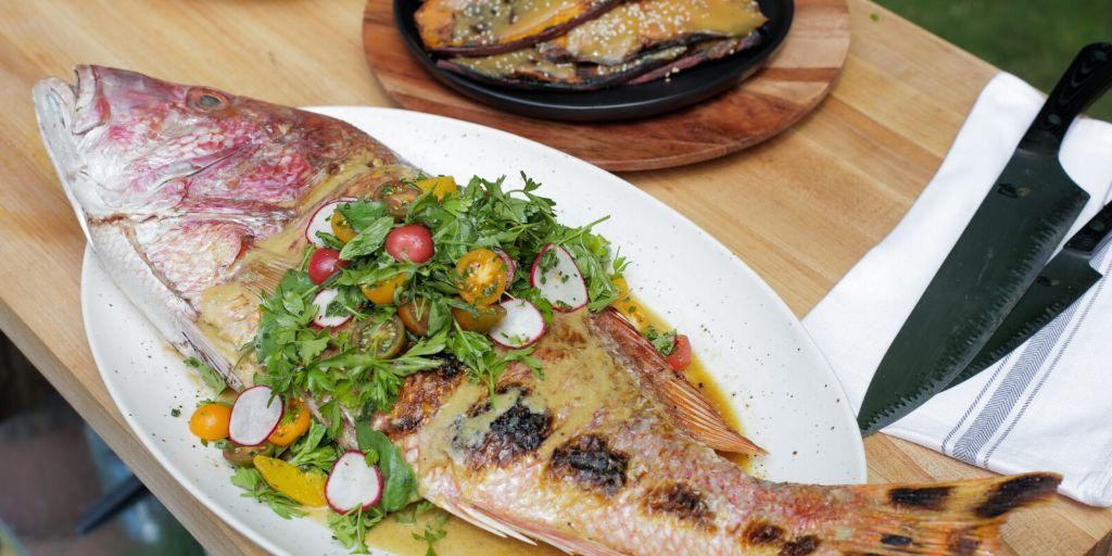 Fried Red Snapper with Fresh Herb Salad