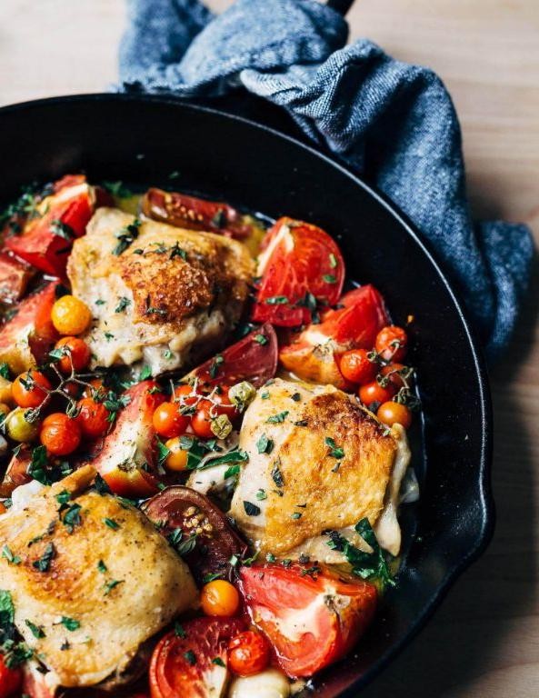 Garlic Butter Chicken with Roasted Tomatoes
