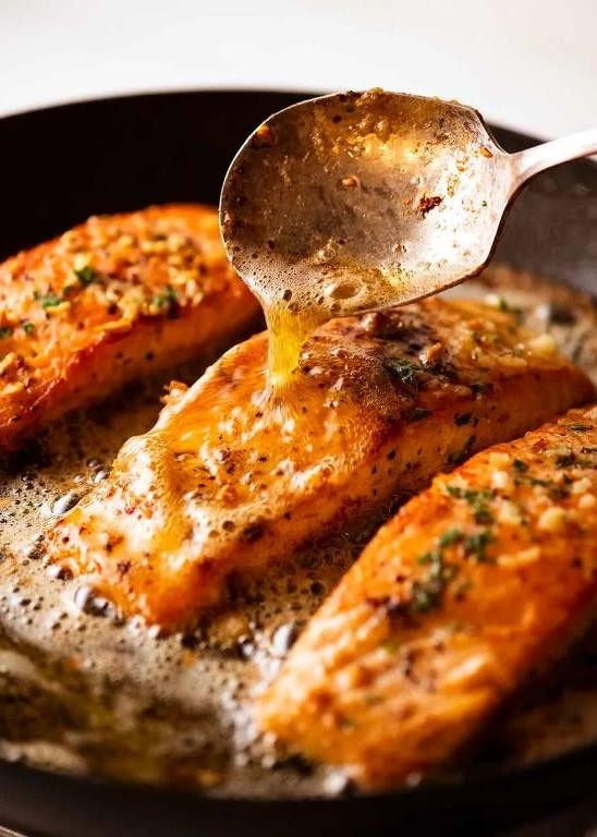 Garlic Butter Poached Salmon